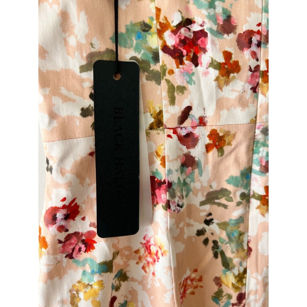 Black Halo Dress Women's Size 4 Clover Sheath Dress Peachy Floral New - Picture 9 of 15